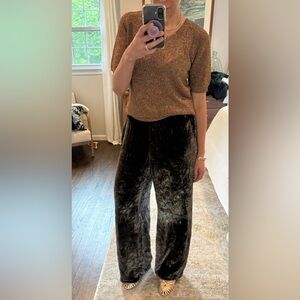 Kate Hill Silk Blend Velvet Paisley Palazzo Pants